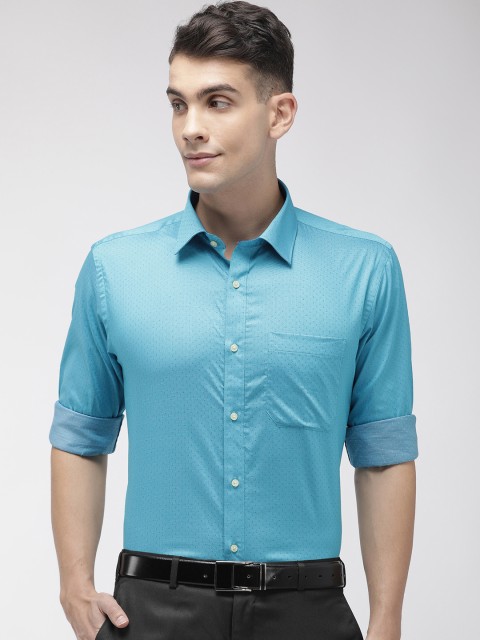 

Raymond Men Blue Slim Fit Self Design Formal Shirt