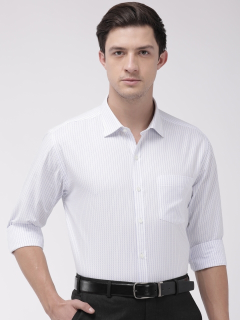

Park Avenue Men White & Navy Blue Slim Fit Striped Formal Shirt