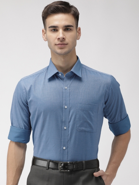 

Raymond Men Blue Slim Fit Self Design Formal Shirt