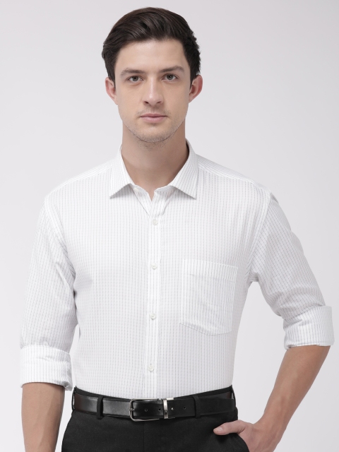 

Park Avenue Men White & Grey Slim Fit Striped Formal Shirt