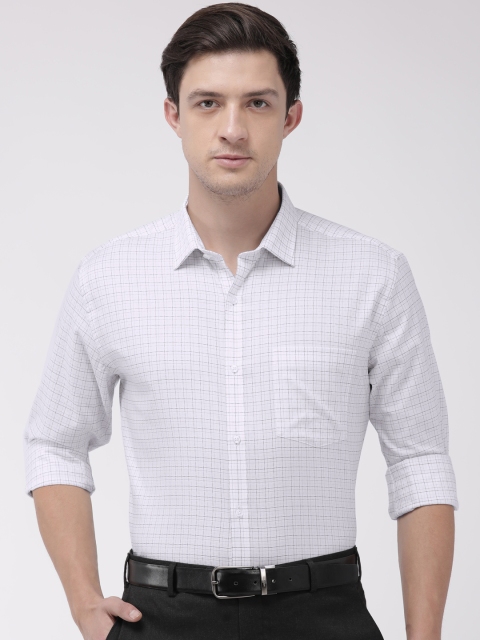 

Park Avenue Men White & Blue Slim Fit Checked Formal Shirt