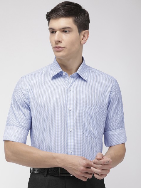 

Raymond Men Blue & White Contemporary Fit Checked Formal Shirt