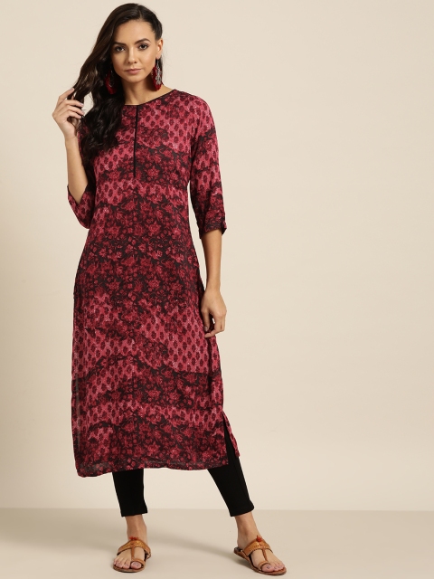 

Moda Rapido Women Red & Black Printed Straight Kurta