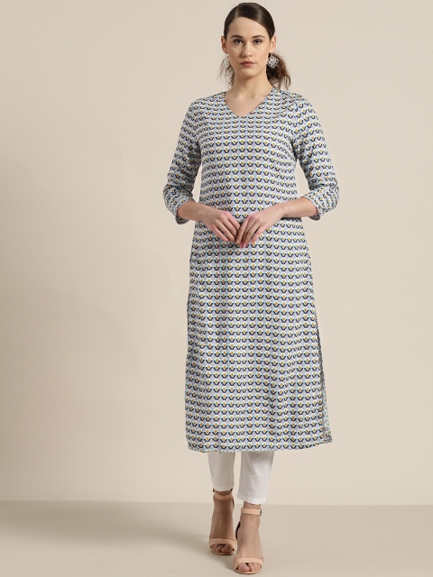

Moda Rapido Women Purple & White Printed Straight Kurta