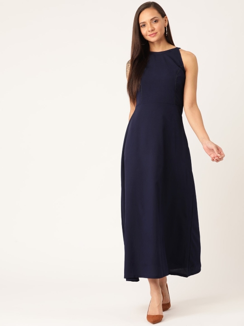 

Moda Rapido Women Navy Blue Lace Solid Maxi Dress