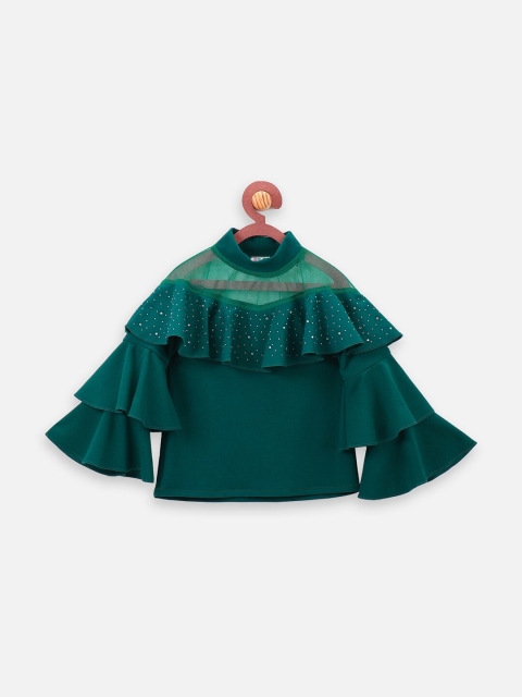 

LilPicks Girls Green Embellished Top