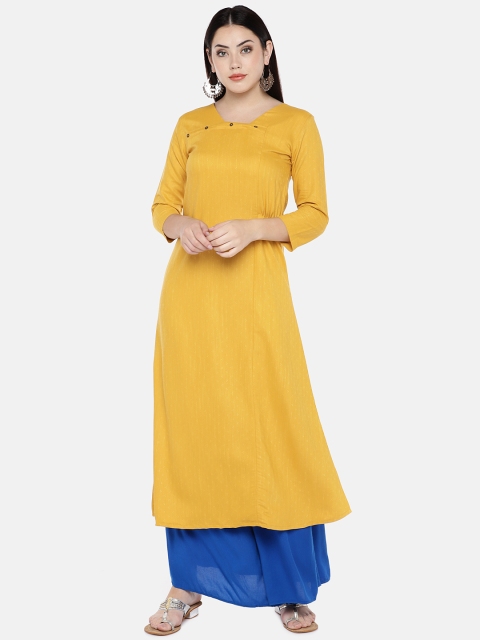 

shiloh Women Yellow Solid A-Line Kurta