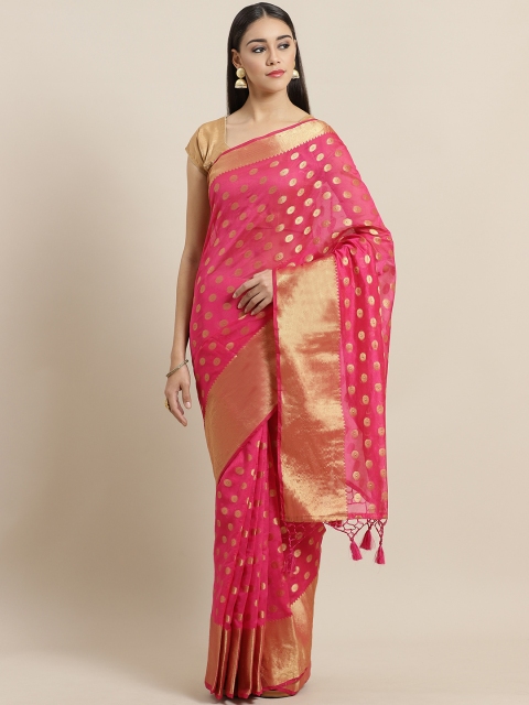 

Laa Calcutta Pink & Golden Woven Design Chanderi Saree