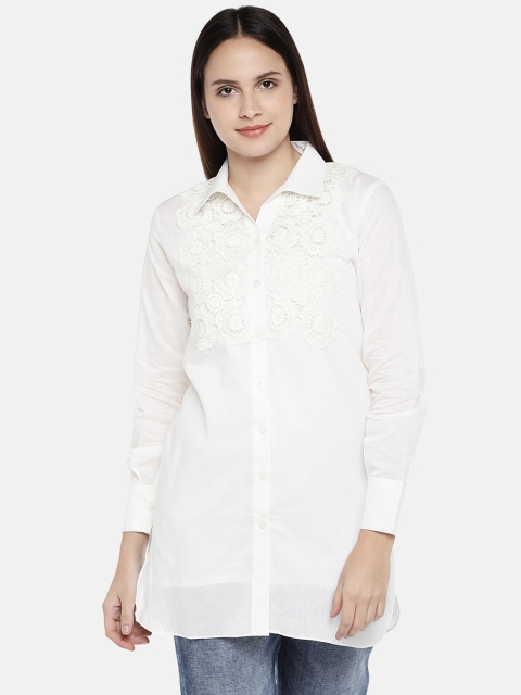 

Amaarzo Women White Comfort Regular Fit Solid Casual Shirt