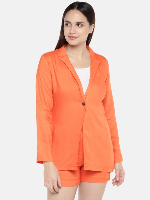 

Amaarzo Women Orange Solid Lightweight Tailored Jacket