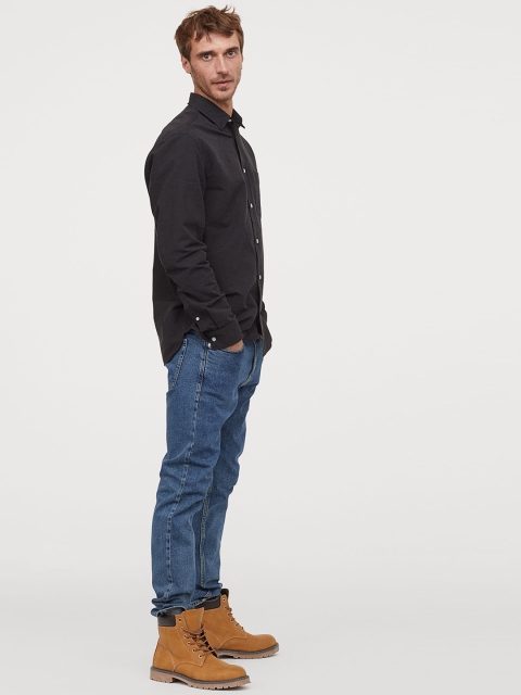 

H&M Men Black Oxford Shirt Regular Fit