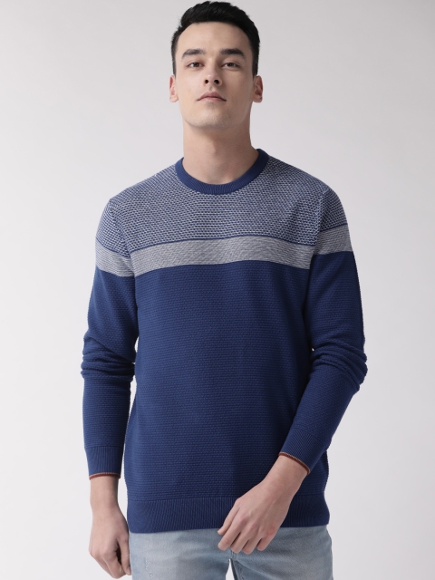 

Marks & Spencer Men Blue Self Design Pullover Sweater