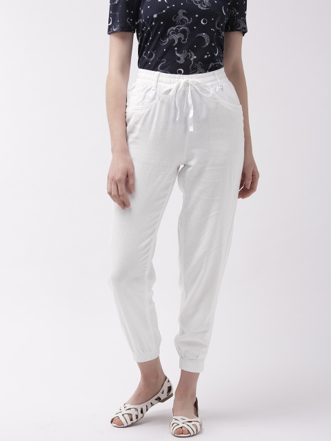 

Marks & Spencer Women White Tapered Fit Solid Joggers