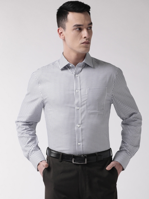 

Marks & Spencer Men Navy Blue & White Regular Fit Non Iron Checked Formal Shirt