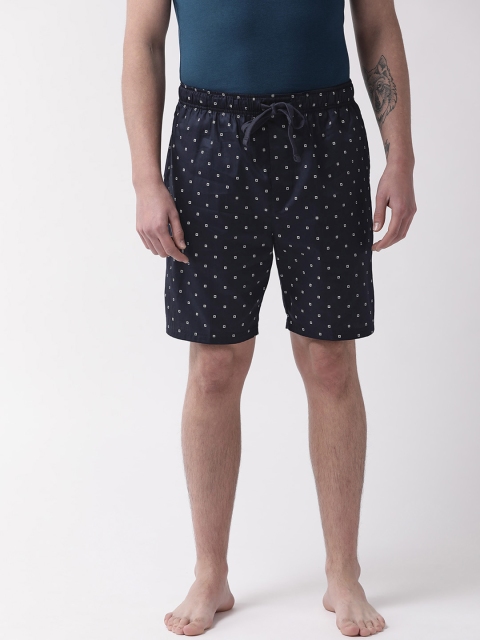

Marks & Spencer Men Navy Blue & White Printed Lounge Shorts