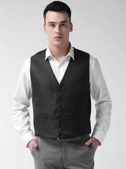 

Marks & Spencer Men Black & Silver Self Design Partywear Waistcoat