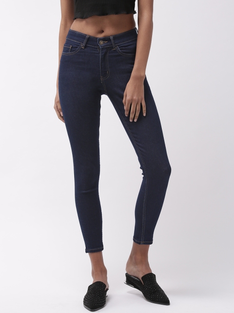 

Marks & Spencer Women Navy Blue Skinny Fit Mid-Rise Clean Look Stretchable Cropped Jeans