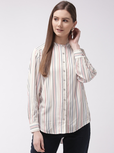 

Marks & Spencer Women White & Red Regular Fit Striped Casual Shirt