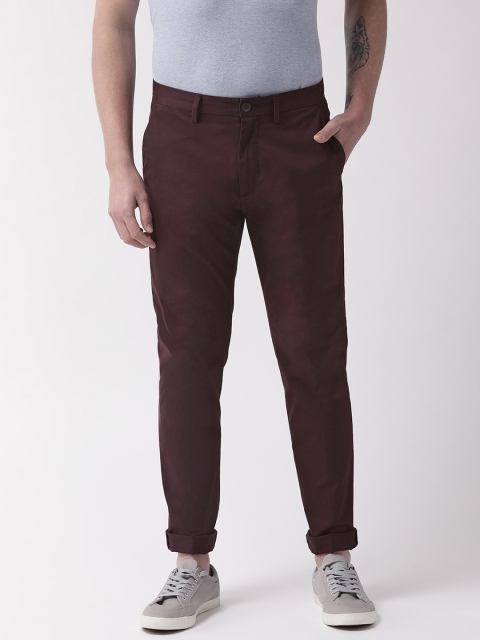 

Marks & Spencer Men Burgundy Slim Fit Solid Streachable Chinos