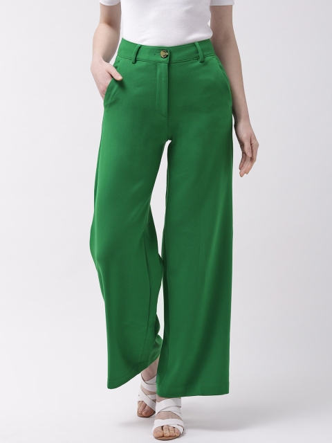 

Marks & Spencer Women Green Regular Fit Solid Parallel Trousers