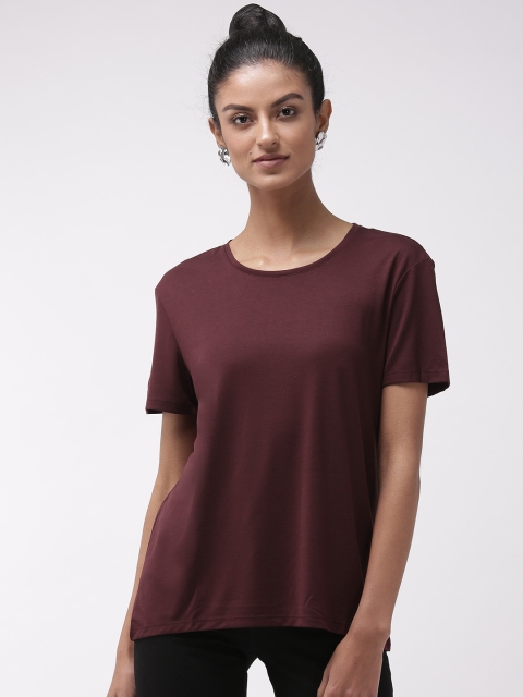 

Marks & Spencer Women Burgundy Solid Round Neck T-shirt