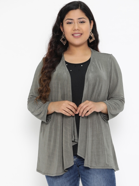 

The Pink Moon Plus Size Women Grey Black Solid Layered Top