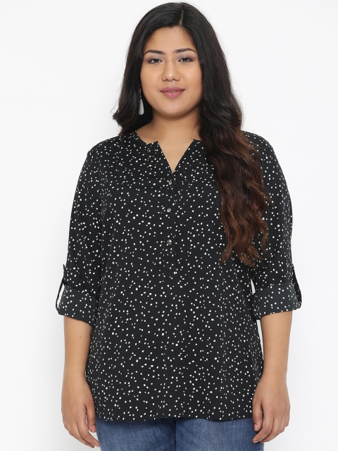 

The Pink Moon Plus Size Women Black White Printed Top