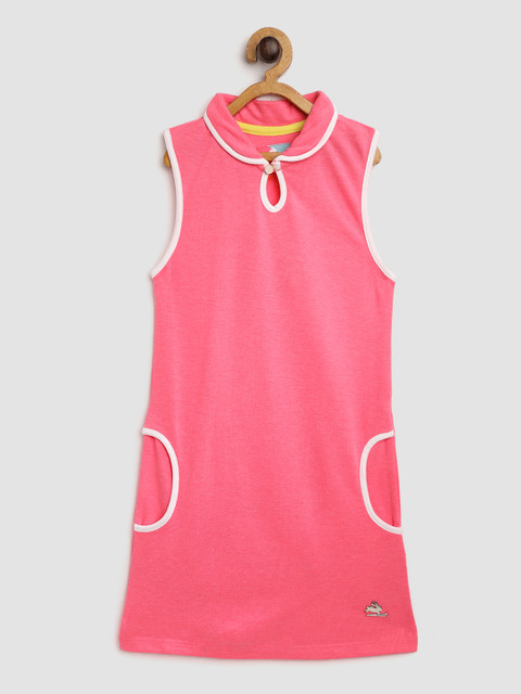 

Cherry Crumble Girls Pink Solid A-Line Dress