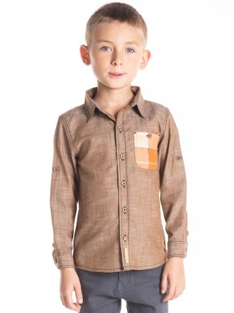 

Cherry Crumble Boys Brown & Orange Regular Fit Solid Casual Shirt