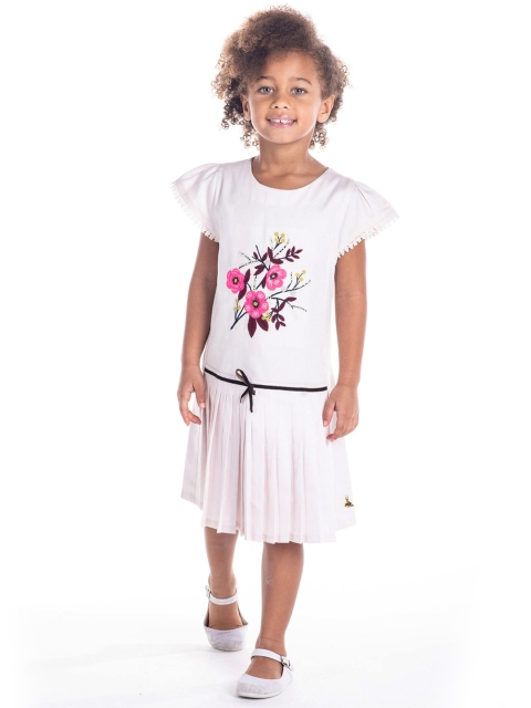 

Cherry Crumble Girls Pink Floral Embroidered A-Line Dress