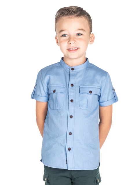 

Cherry Crumble Boys Blue Regular Fit Self-Design Casual Shirt
