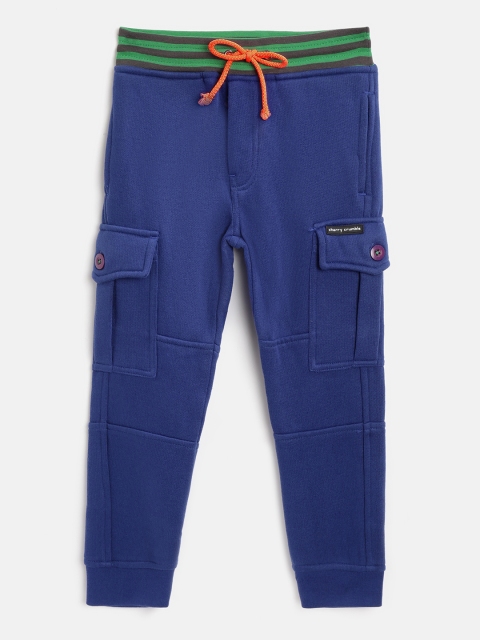 

Cherry Crumble Kids Navy Blue Slim Fit Solid Cargo Joggers