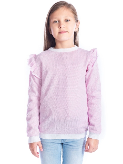 

Cherry Crumble Girls Pink Solid Pullover