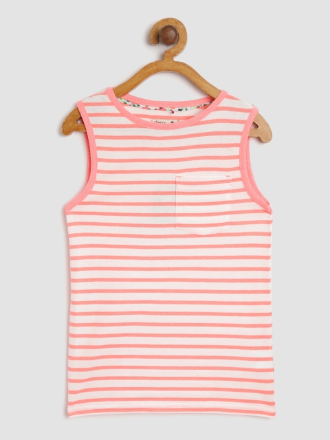 

Cherry Crumble Kids White & Pink Striped Round Neck T-shirt
