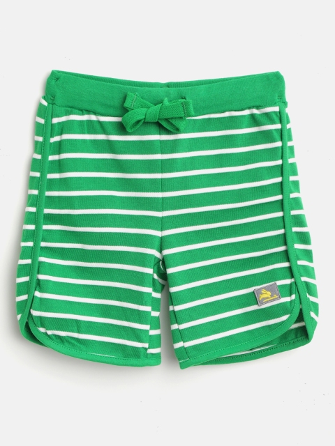 

Cherry Crumble Kids Green & White Striped Regular Fit Shorts