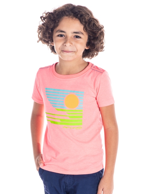 

Cherry Crumble Boys Neon Pink Printed Round Neck T-shirt