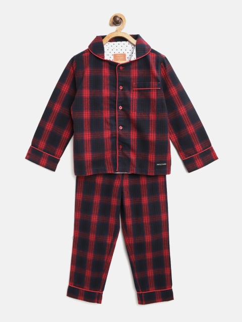 

Cherry Crumble Kids Navy Blue & Red Checked Night Suit