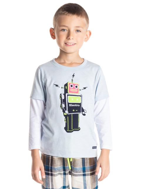 

Cherry Crumble Boys Blue & White Printed Night Suit