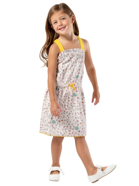 

Cherry Crumble Girls Pink & Mint Green Quirky Print Corduroy A-Line Dress