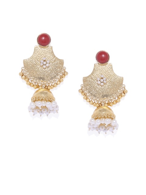 

ARUS Gold Plated Red Dome Shaped Jhumkas