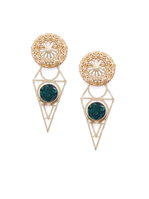 

ARUS Gold Plated Green Contemporary Drop Earrings
