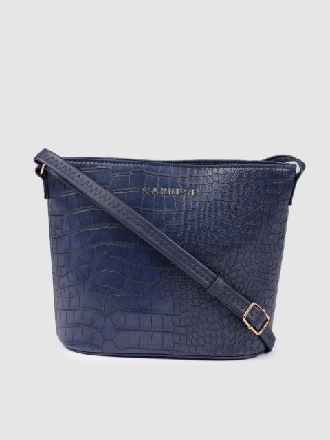 

Caprese Navy Blue Textured Sling Bag
