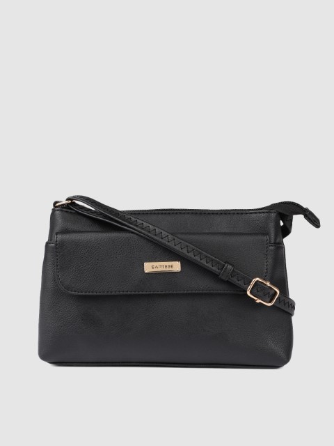 

Caprese Black Solid Sling Bag