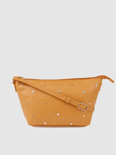 

Caprese Mustard Yellow Embellished Sling Bag