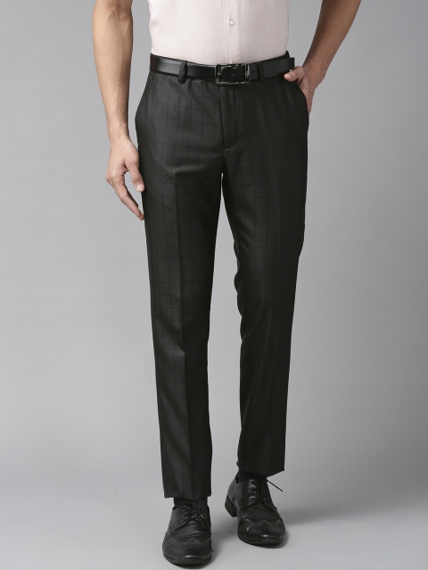 

Blackberrys Men Black Sharp Regular Fit Checked Formal Trousers