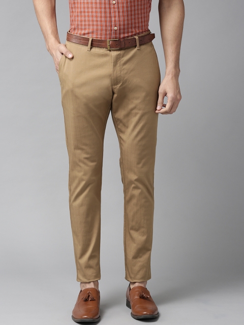 

Blackberrys Men Beige Sharp-Regular Fit Self-Checked Trousers