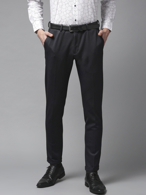 

Blackberrys Men Navy Blue Sharp Regular Fit Self Design Formal Trousers