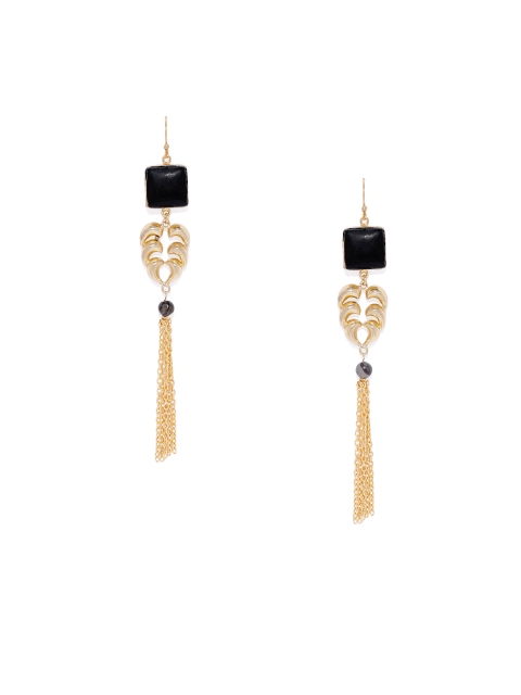 

ARUS Gold-Toned & Black Contemporary Drop Earrings