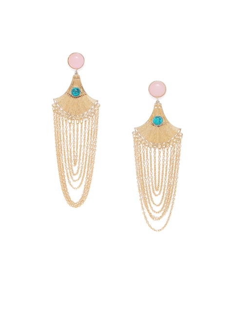 

ARUS Gold-Toned & Green Contemporary Drop Earrings