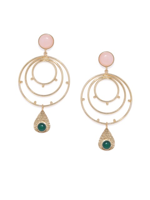 

ARUS Gold Plated Pink Circular Hoop Earrings